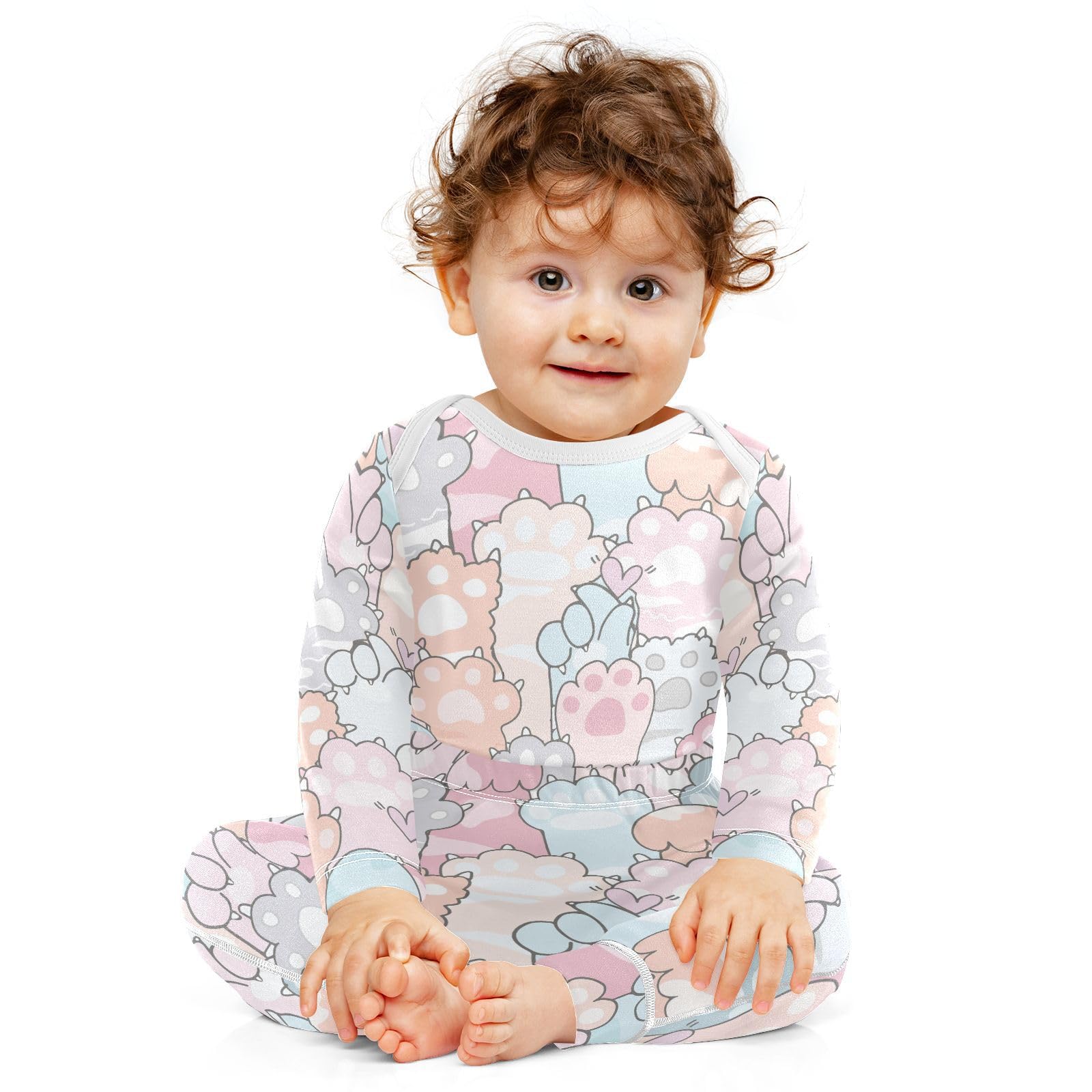 vvfelixl Baby Bodysuits Pants Sets Cute Animal Footprint Long Sleeve Baby Onesie Clothes for Boys Girls 3-6M