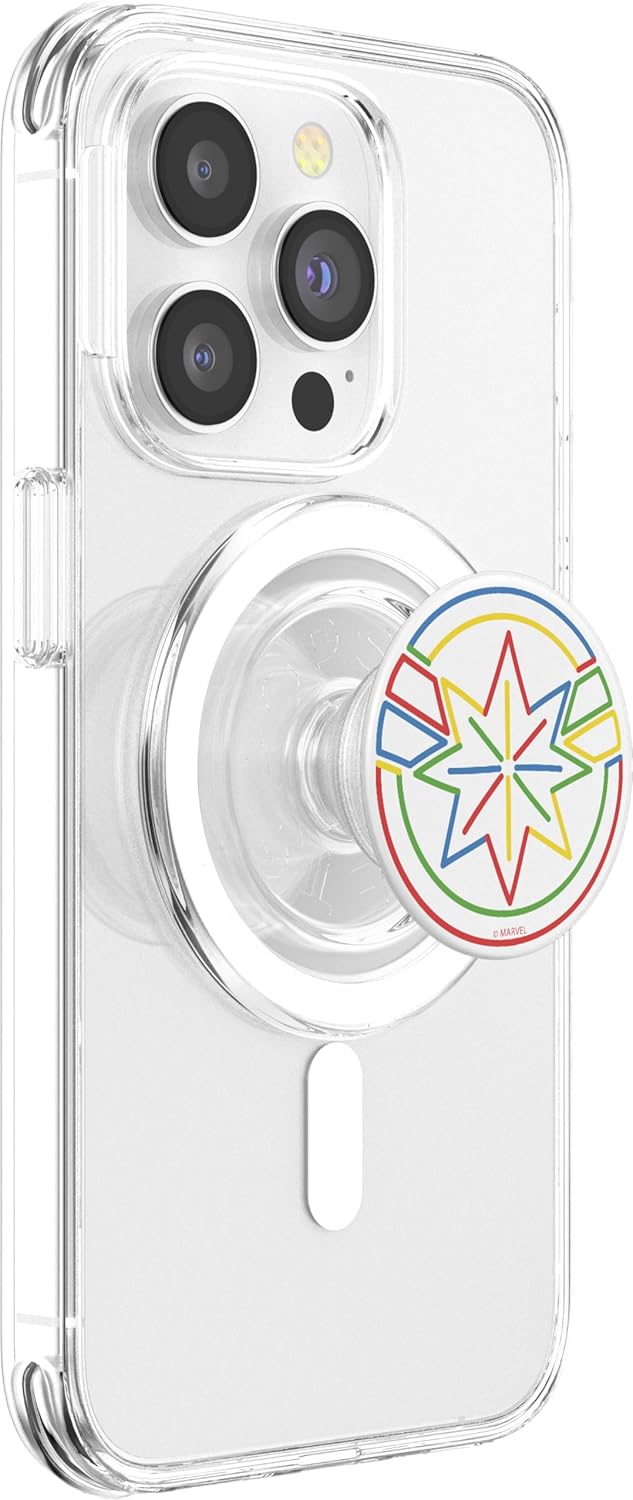 Marvel Captain Marvel Neon Line Art Logo PopSockets MagSafe PopGrip for iPhone
