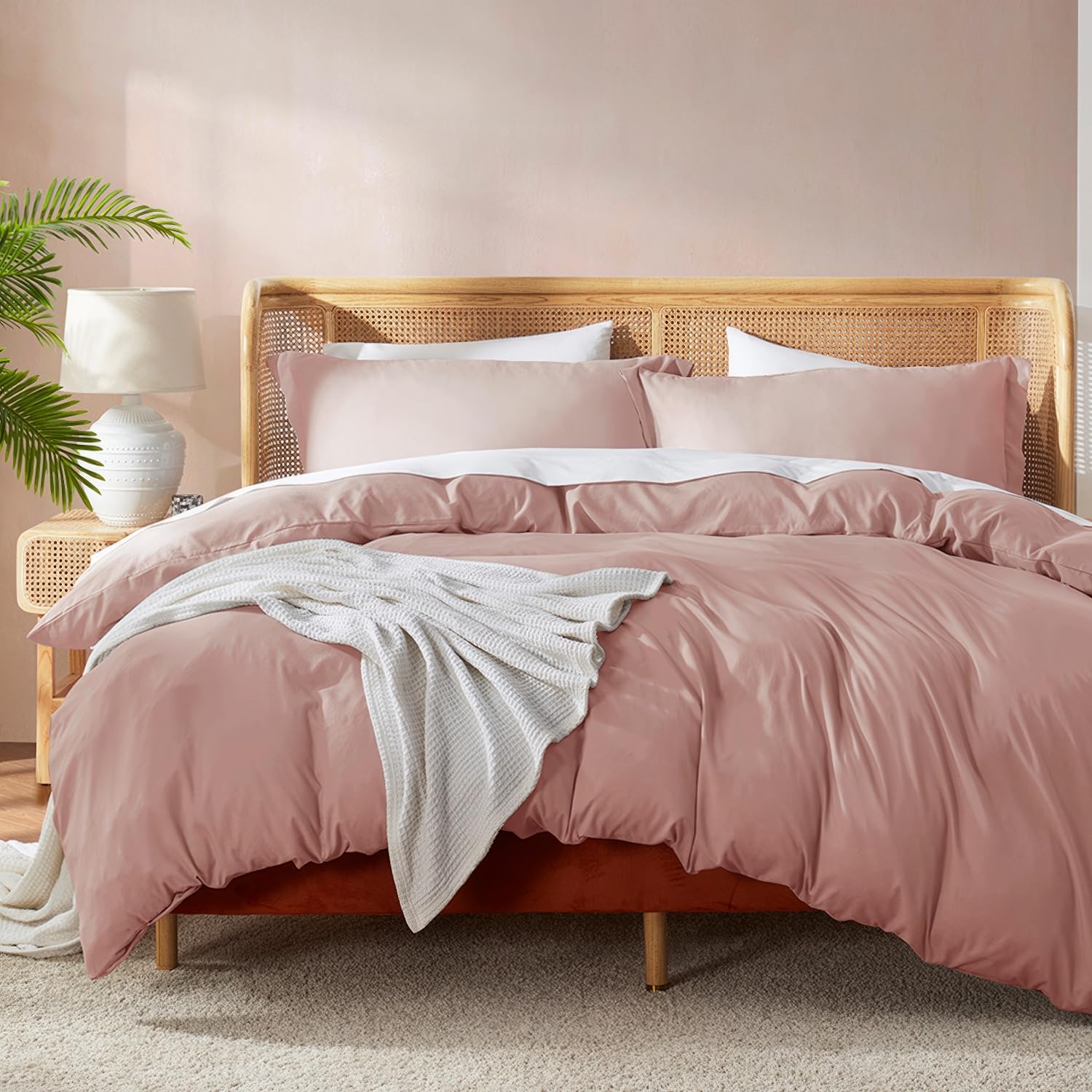 Nestl Twin Duvet Cover Set - Soft Double Brushed Blush Pink Duvet Cover Twin/Twin XL, 2 Piece, with Button Closure, 1 Duvet Cover 68x90 inches and 1 Pillow Sham