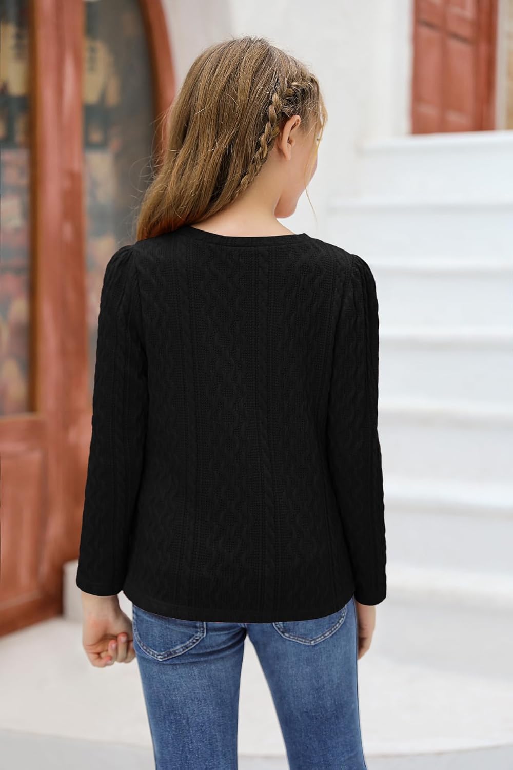 Ebifin Girls Sweaters Kids Long Sleeve Crewneck Fall Knit Tops Cute Pullover Jumper Shirts 5-14 Years - Image 4