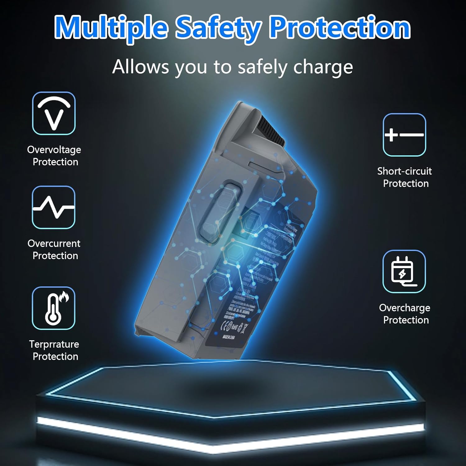 Mavic Pro Battery, 11.4V 3830mAh Intelligent Flight Battery for DJI Mavic Pro Platinum/Alpine White Drone, 25 Minutes Flight Time Rechargeable Batteries with Fireproof Bag for DJI Mavic - Image 4