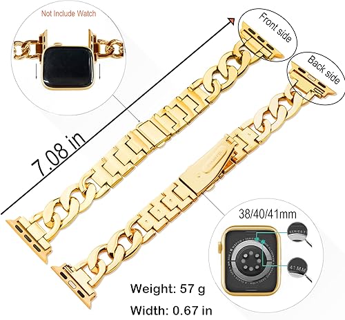 Miniatura 8 de Kolgios 384041424445mm Cool Women Chain Metal Smartwatch Bands Compatible for Apple Watch Bands Series 876SE54 Adjustment Replacement Watch Bracelet