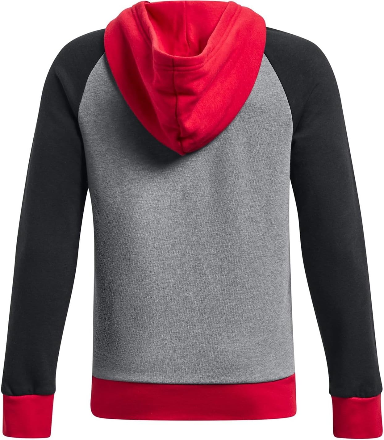 Under Armour Boys' UA Rival Fleece Script Blocked Hoodie (US, Alpha, X-Large, Regular, Red/Black/Grey)
