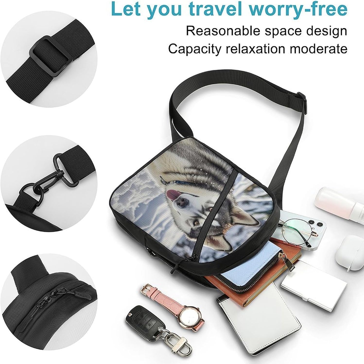 Wild Wild Gray Wolf Crossbody Backpack Sling Bag