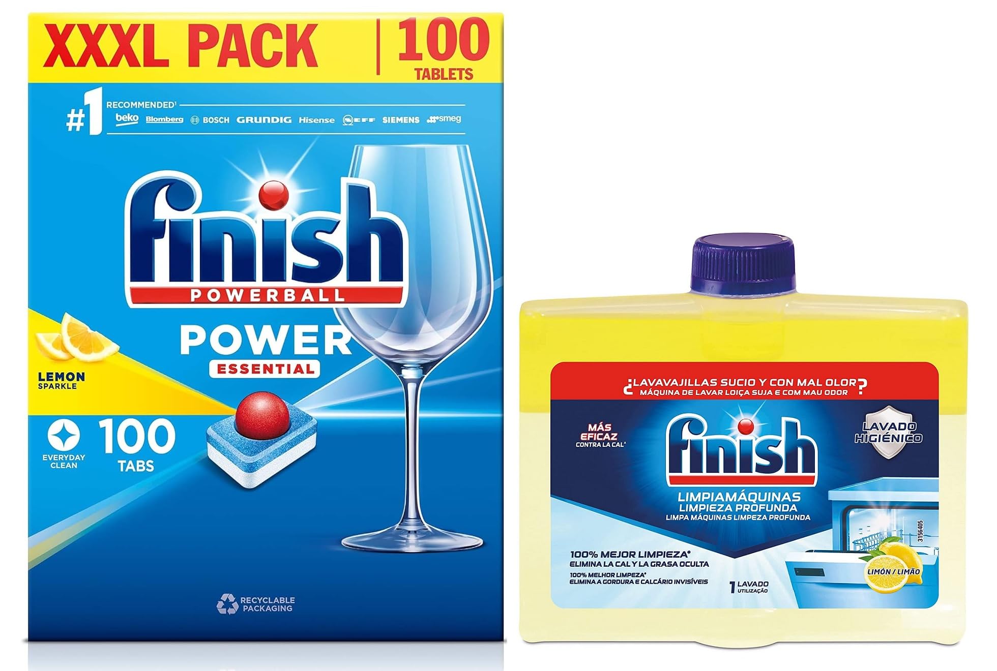 Finish Dishwasher Tablets All In 1 Powerball Lemon 100s & Dishwasher Cleaner Lemon 250ml (B0BDLVHJRN) Amazon Price History, Amazon Price Tracker