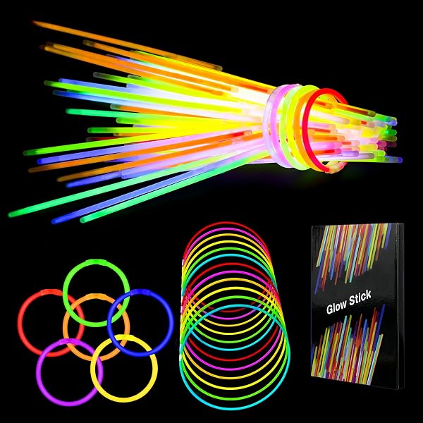 100 Bracelet Fluorescent Lumineux - 7 Mix Couleurs Bâtons Lumineux&100 Connecteurs Bracelets Fluo Lumineux pour Enfants Adultes Decoration Nouvel an Noël Accessoire - 1