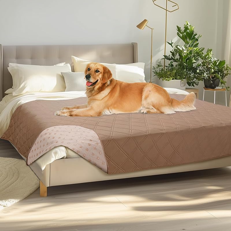 Manta Impermeável para Sofá de Cães Luciphia com Base Antiderrapante Light Brown+khaki 172,72 x 208,28 cm