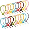 Boao 20 Pcs Silicone Zip Ties Bag Clip, Cable Straps, 8 Inch Reusable Rubber Twist Straps, All-purpose Ties, Silicone Cord, Household Snake Holder for Seal Plastic Bags Wires and CablesFresh Color