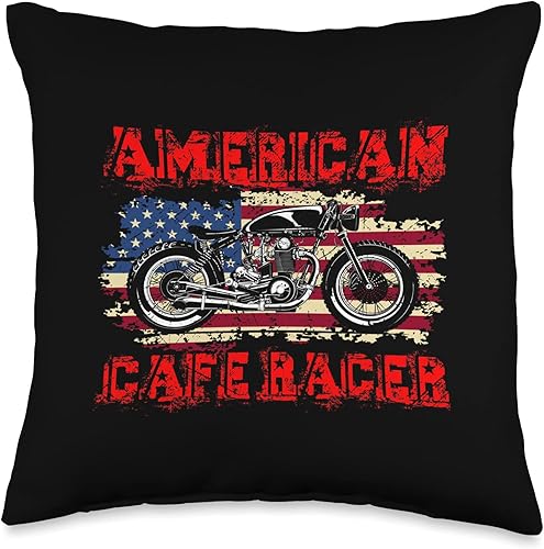 American Cafe Racer Biker Men Women Adult Teens Boys Girls Throw Pillow, 16x16, Multicolor