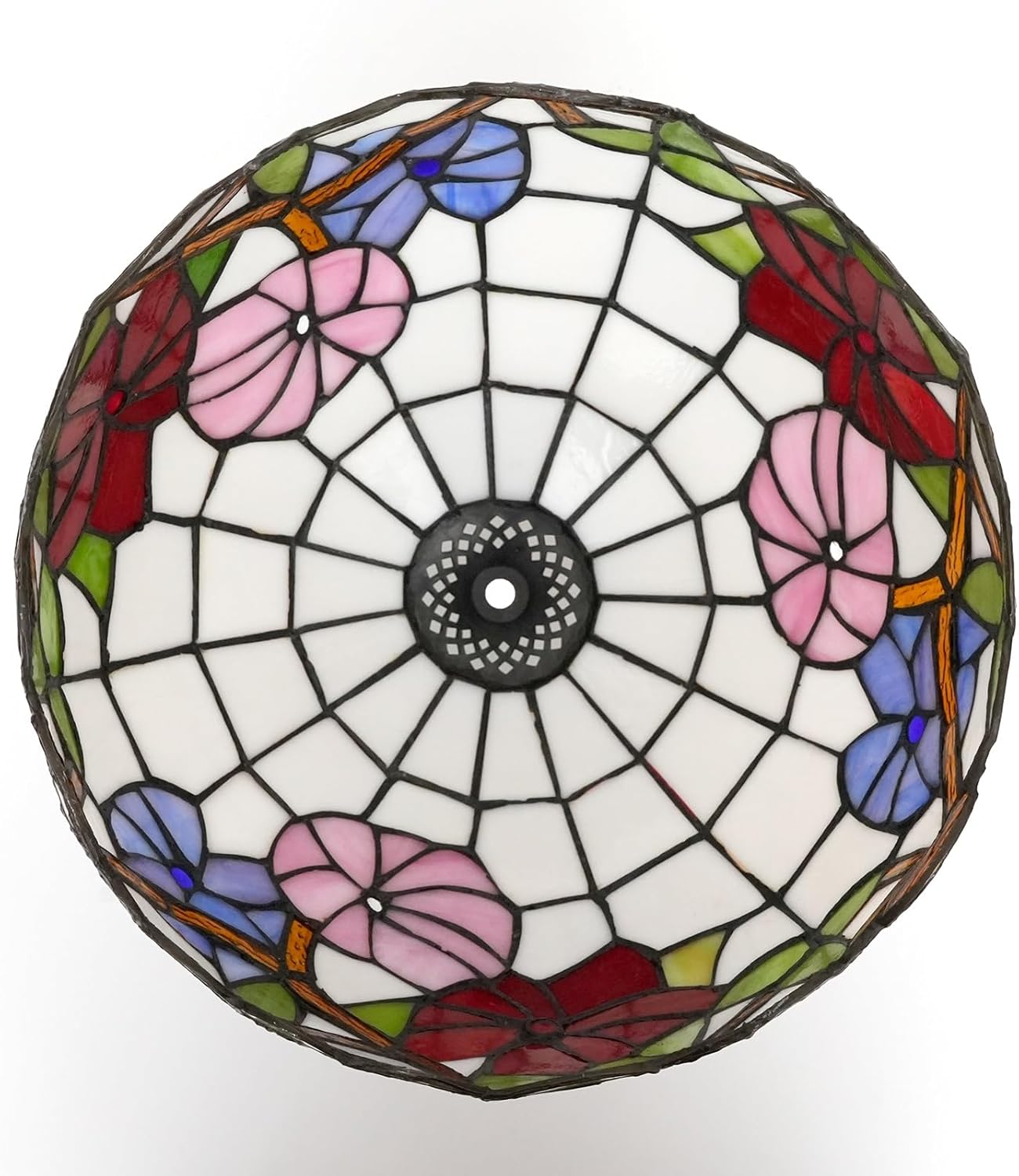Tiffany Style Lamp Shade, 12 Inch Tricolor Morning Glory Stained Glass Lamp Shade Replacement Lamp Cover Accessories Fit for Table Lamp Pendant Light Ceiling Light