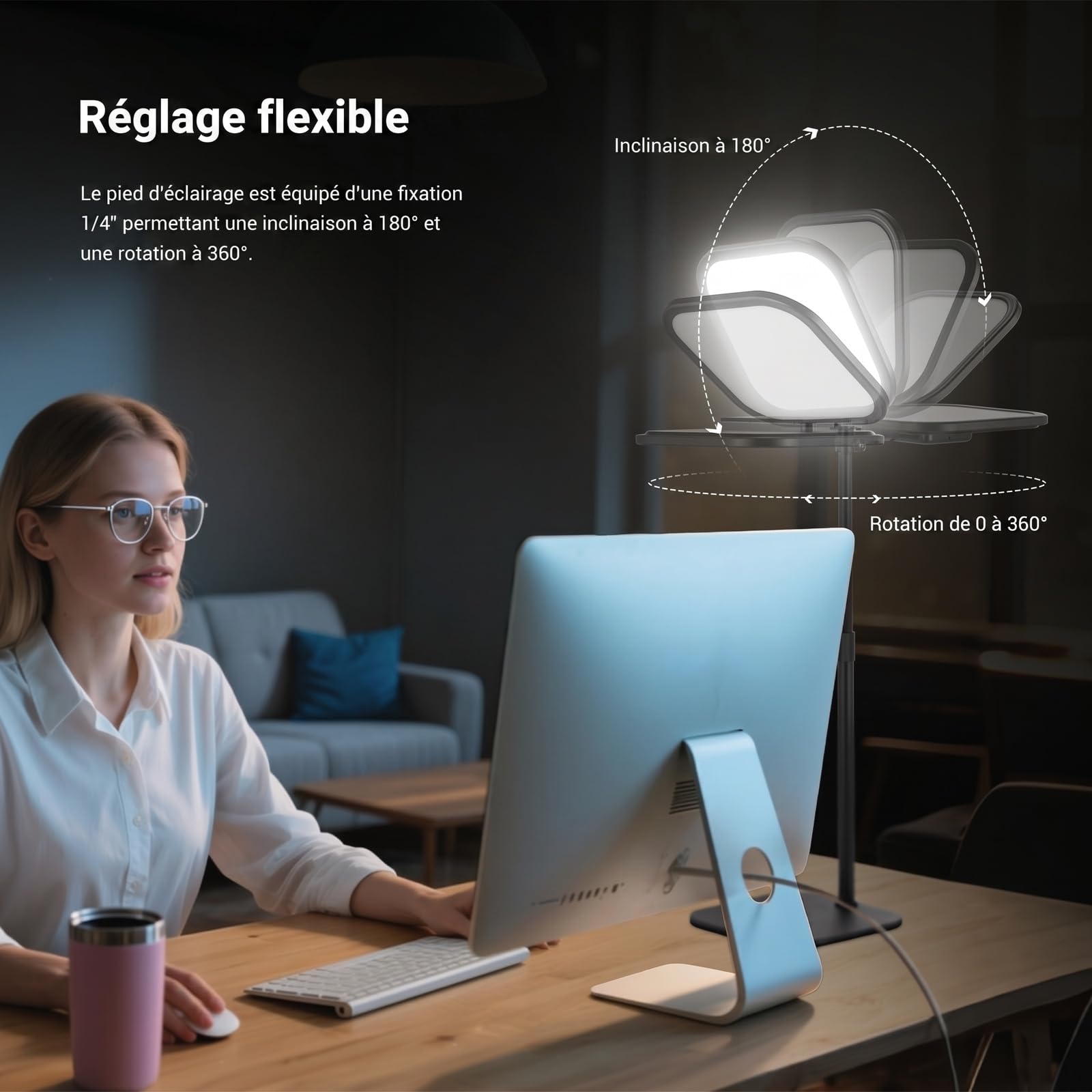 NEEWER Basics Éclairage Visioconférence 27,4cm,15W Bicolore,L220