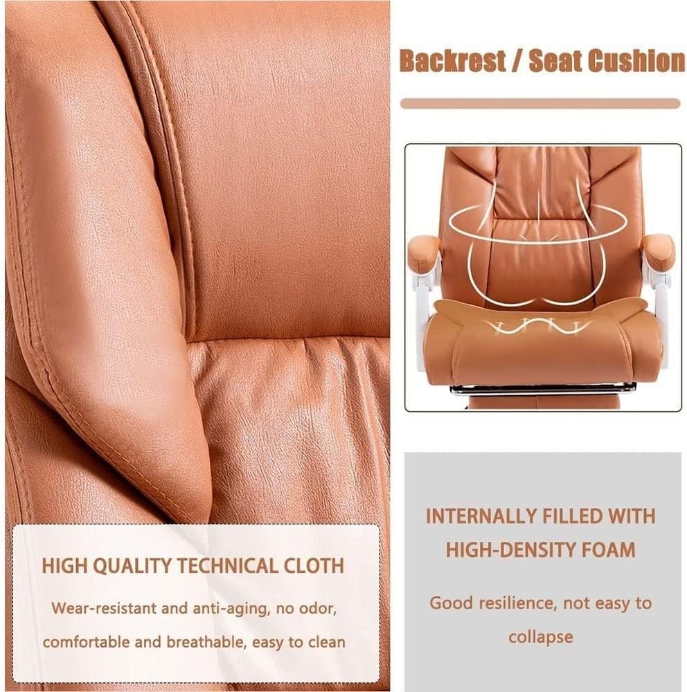 Grey Ergonomic Executive Office Chair with Footrest Adjustable Height Leather Computer Desk Chair Lumbar Support Comfortable for Adults Workstation Conference(Black)