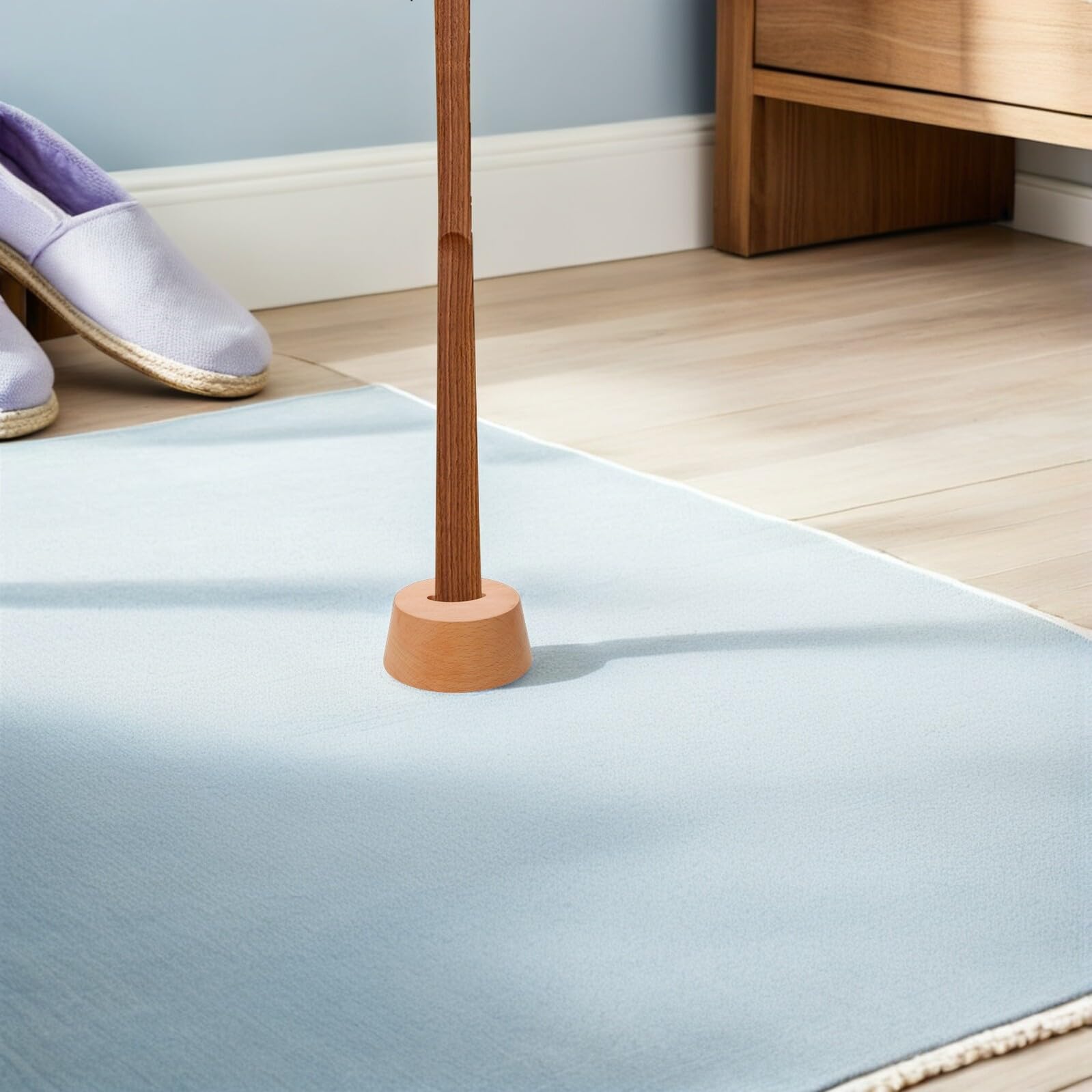 Soporte de Base para Calzador de Madera de Haya, Base Antideslizante Redonda para Pasillos y Organizador Ergonómico de Calzadores, Accesorio Práctico para Ayudas de Vestirse