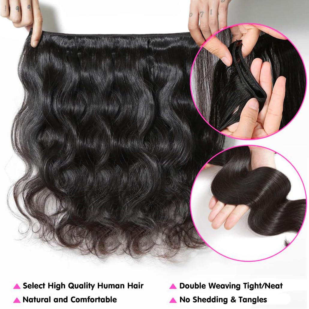 Amazon.com : Human Hair Bundles Body Wave 4 Bundles 18 20 22  display picture 2