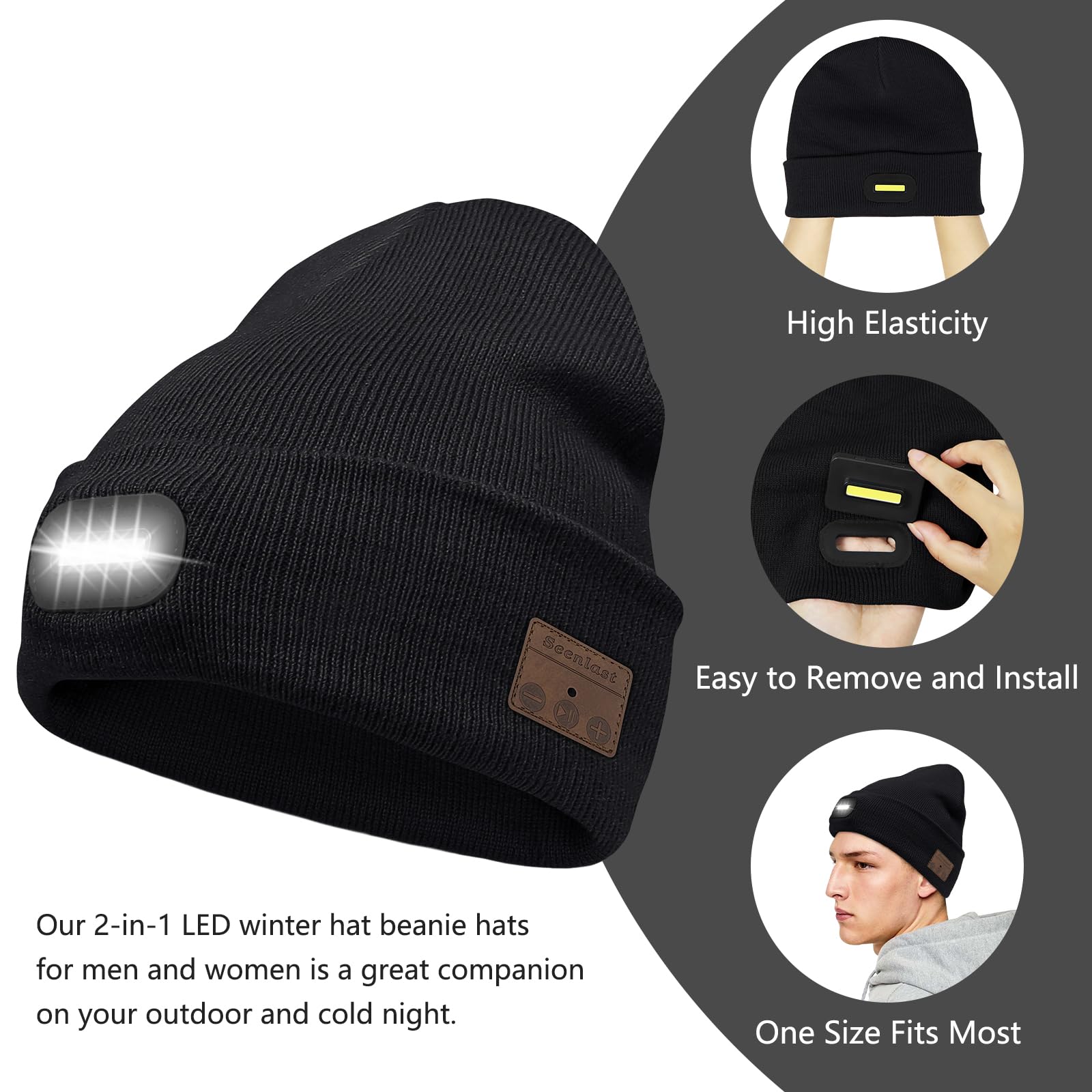 Regalo Uomo Cappello Bluetooth Berretto Uomo Idee Regalo Natale Cappello Sportivi Musicale Bluetooth Lavorato a Maglia Berretto Cappello Invernali con Cuffie Stereo e Microfono Vivavoce