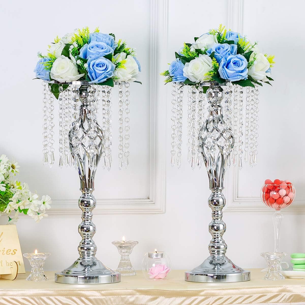 Sziqiqi Metal Flower Floor Vase for Wedding Table - 20in Flowers Arrangements Stand Display Rack for Road Leads T-Stage Outdoor Seaside Sandbeach Wedding