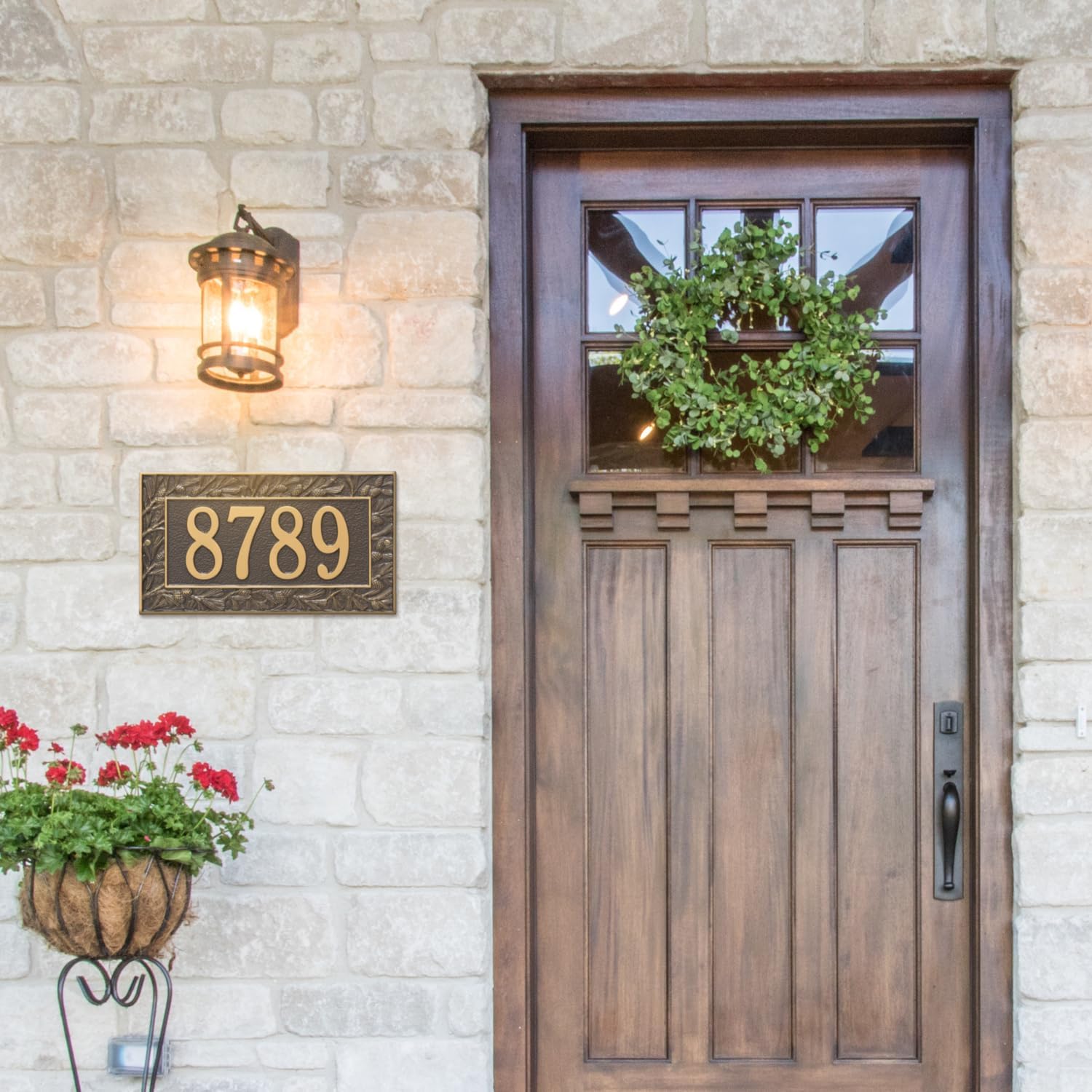 Personalized Metal Address Sign - Custom House Number Plaque With Pine Cones # 68220