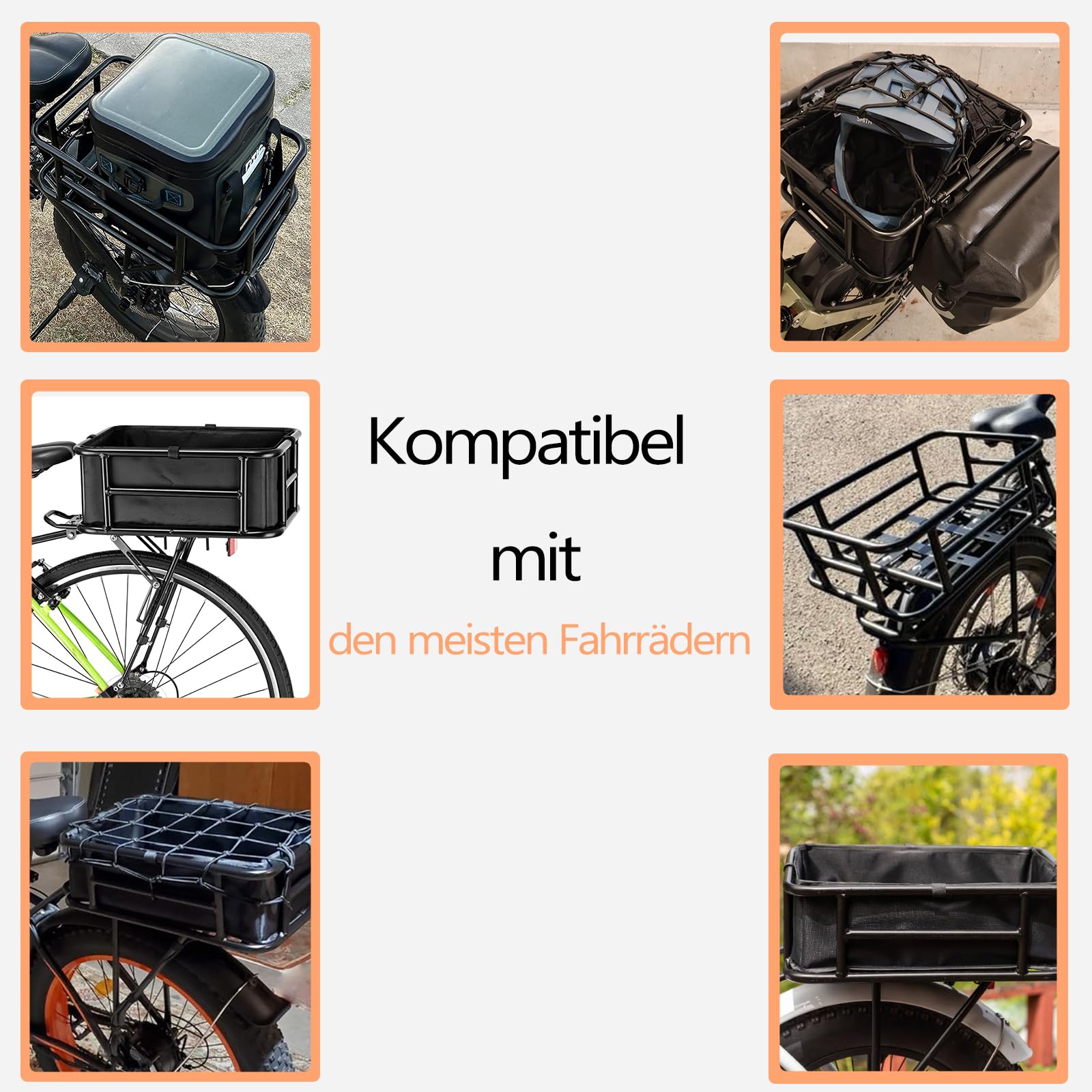 Fahrrad‑Hinterkorb,46 * 33 * 15CM，mit Einlage & Netz