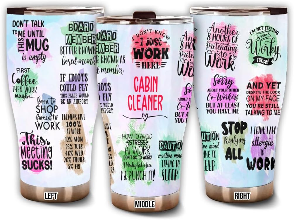 Thank You Cabin Cleaner Tumbler Stainless Steel 30oz, Coworkers Appreciation Gifts for Women Men, Funny Office Work Employees Staffs Driking Coffee Cup For Birthday Christmas