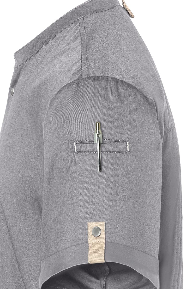 Karlowsky Kurzarm Kochjacke JM 36 Green-Generation aus nachhaltigem Material 72% GRS Certified Recycled Polyester/28% Conventional Cotton Farbe platingrau Größe 54