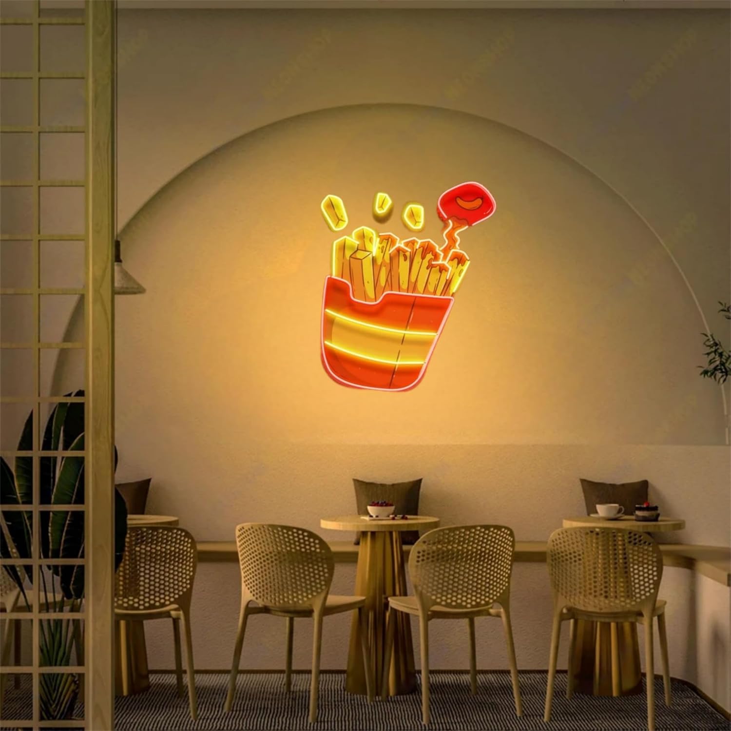 French Fries UV Neon Light, French Friest wall decor, Food Fast Neon, Shop Restaurant Wall Decor,Shop Sign,Home Kitchen Wall Decor,Fries Lover's Gift Restaurant Shop Unique Business Fast Food Shop