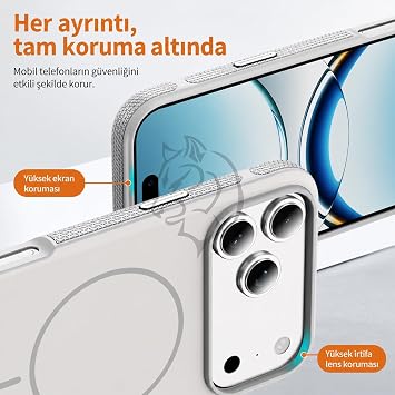 URUCHI [Deforme Olmaz] Mat iPhone 17 Pro Max Manyetik Kılıf, Lacivert, Telefon Kılıfı, N52 Mıknatısla Güçlü Tutuş, Kablosuz Şarj Uyumlu, Darbe Emici Köşeler, Yükseltilmiş Kamera Çerçevesi