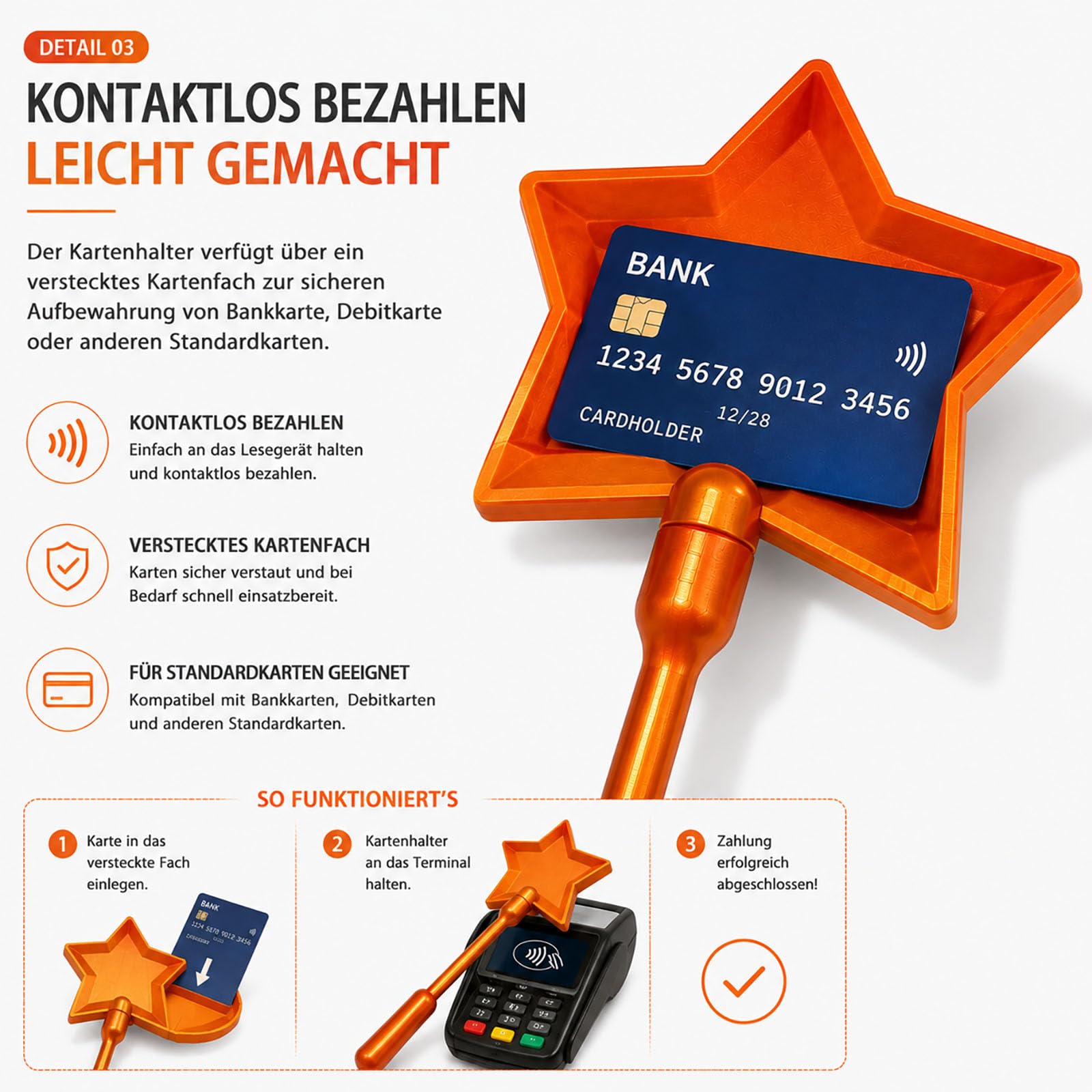 LMSAWK Credit Card Wand, 3D Printed Star Magic Wands with Hidden Slot, Tap to Pay - Image 5