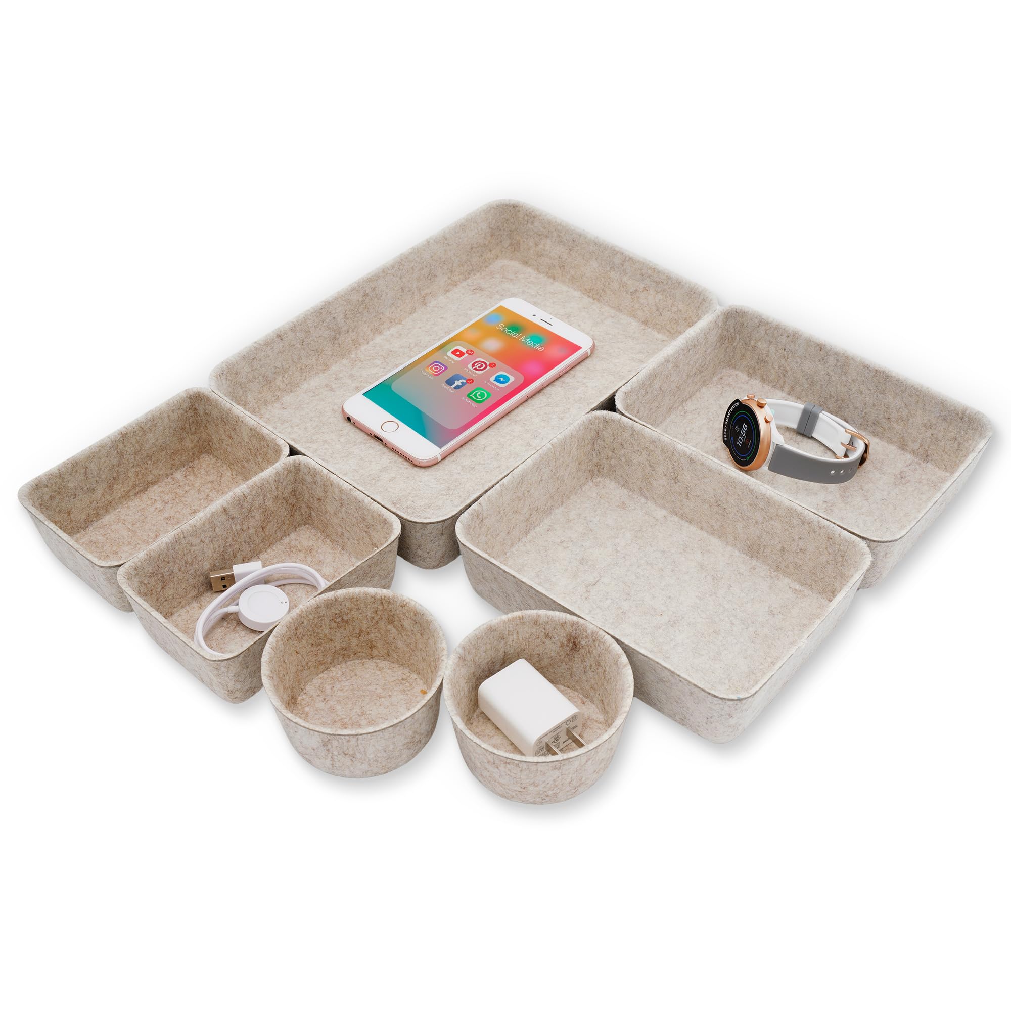 Amazon.com: Welaxy Felt Desk Drawer Organizer Trays, 7-Piece