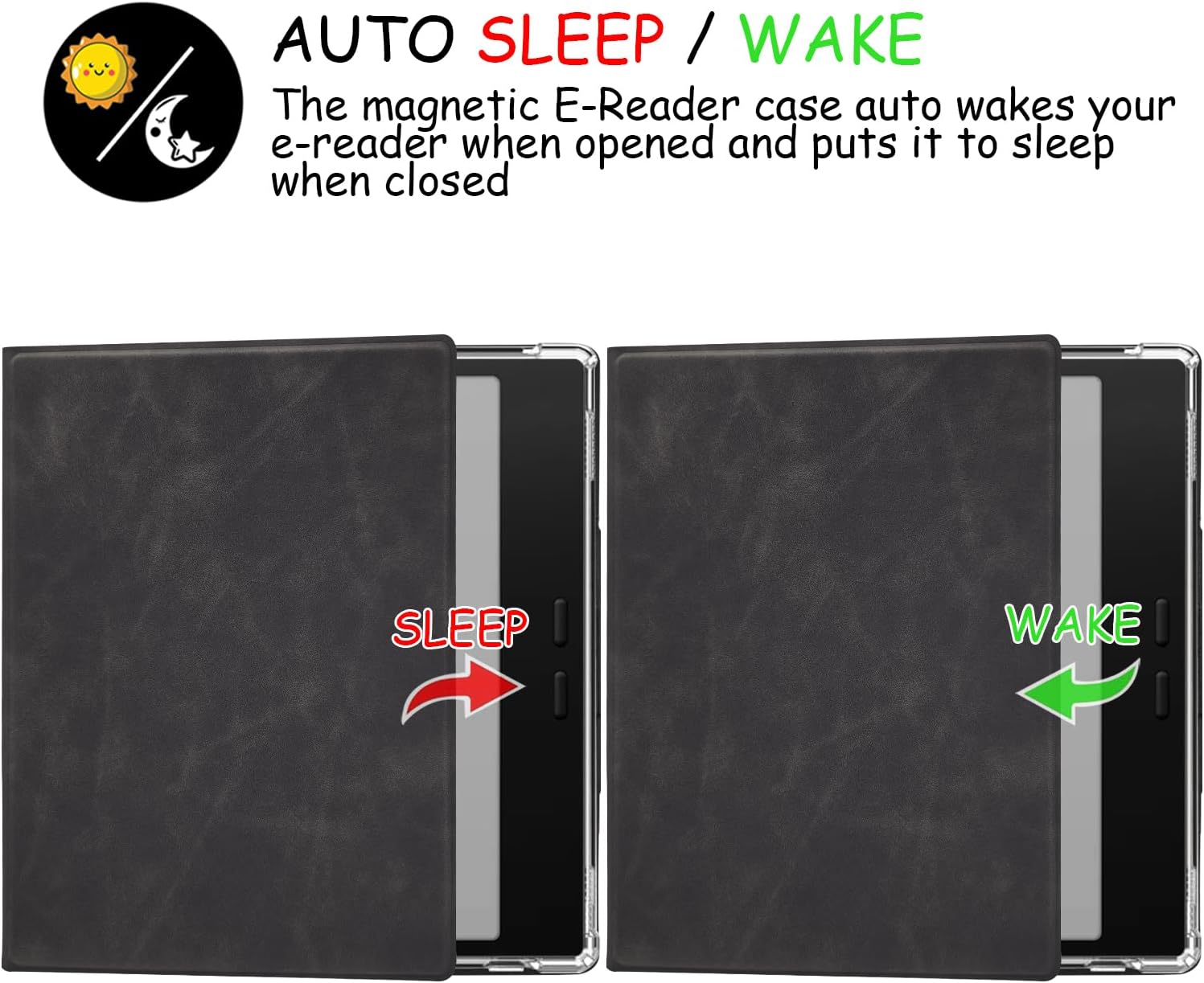 2in1 Magnetic Detachable Flip Case for Onyx Boox Tablet Go Color 7 Gen II/Boox Go 7 E Ink Tablet TPU Transparent Cover with Built-in Pen Holder, Auto Sleep/Wake, Magnet Closure Buckle (Black)
