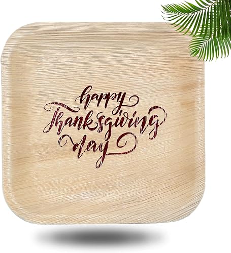 Miniatura 9 de Perfect Stix Platos de hoja de palma de 10 pulgadas con estampado de Feliz Acción de Gracias, paquete de 25 unidades