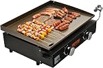 VEVOR Griddle, 16.9" Heavy Duty Manual Flat Top Griddle, Countertop Grill with Non-Stick Cooking Plate, Steel, 1-Burners Restaurant Portable Grill - 22,000 BTU