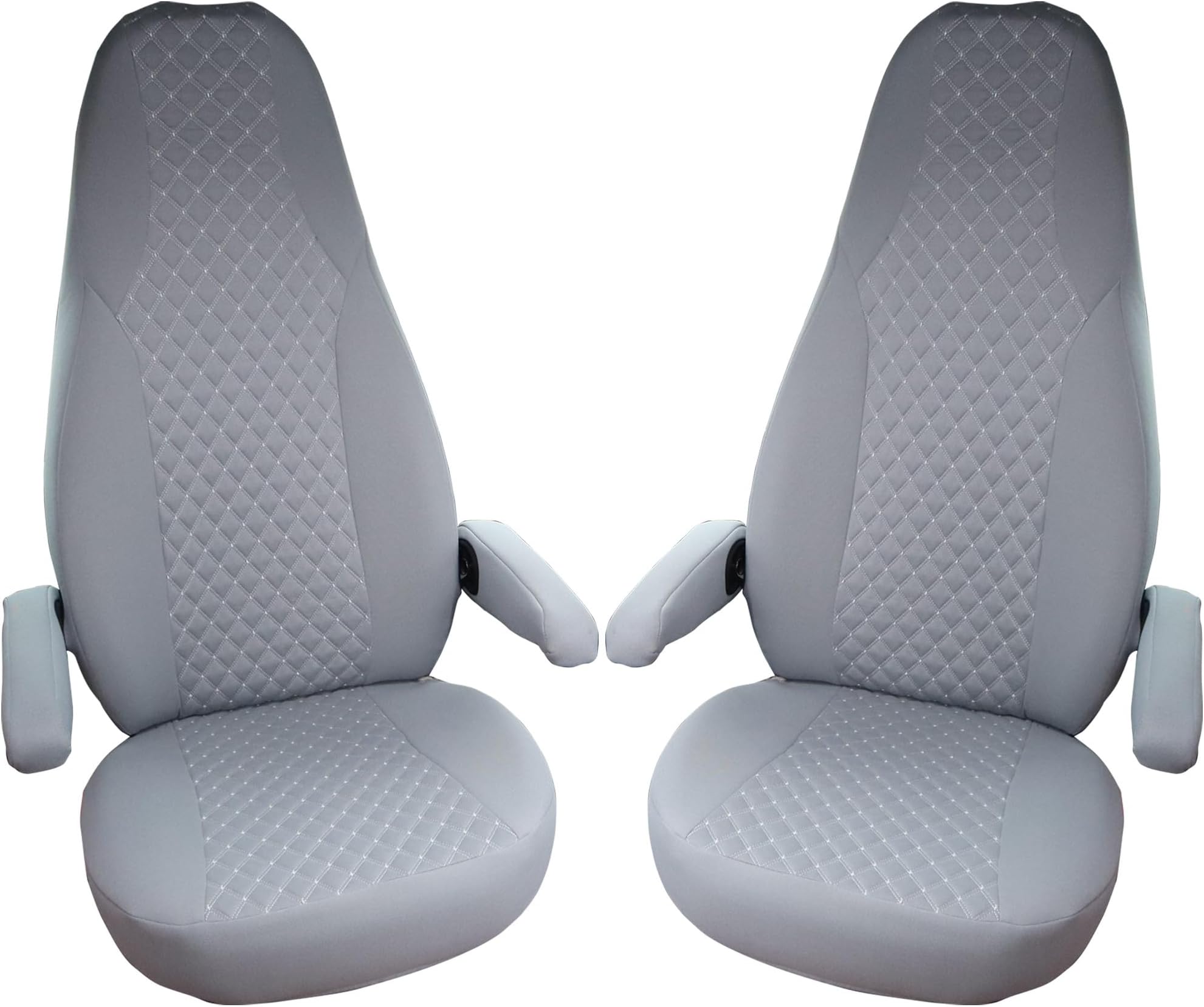 Housses De Sièges Sur Mesure Bremer Sitzbezüge WPL409 – Compatibles Pilote Ducato Weinsberg Adria Dethleffs (Gris)