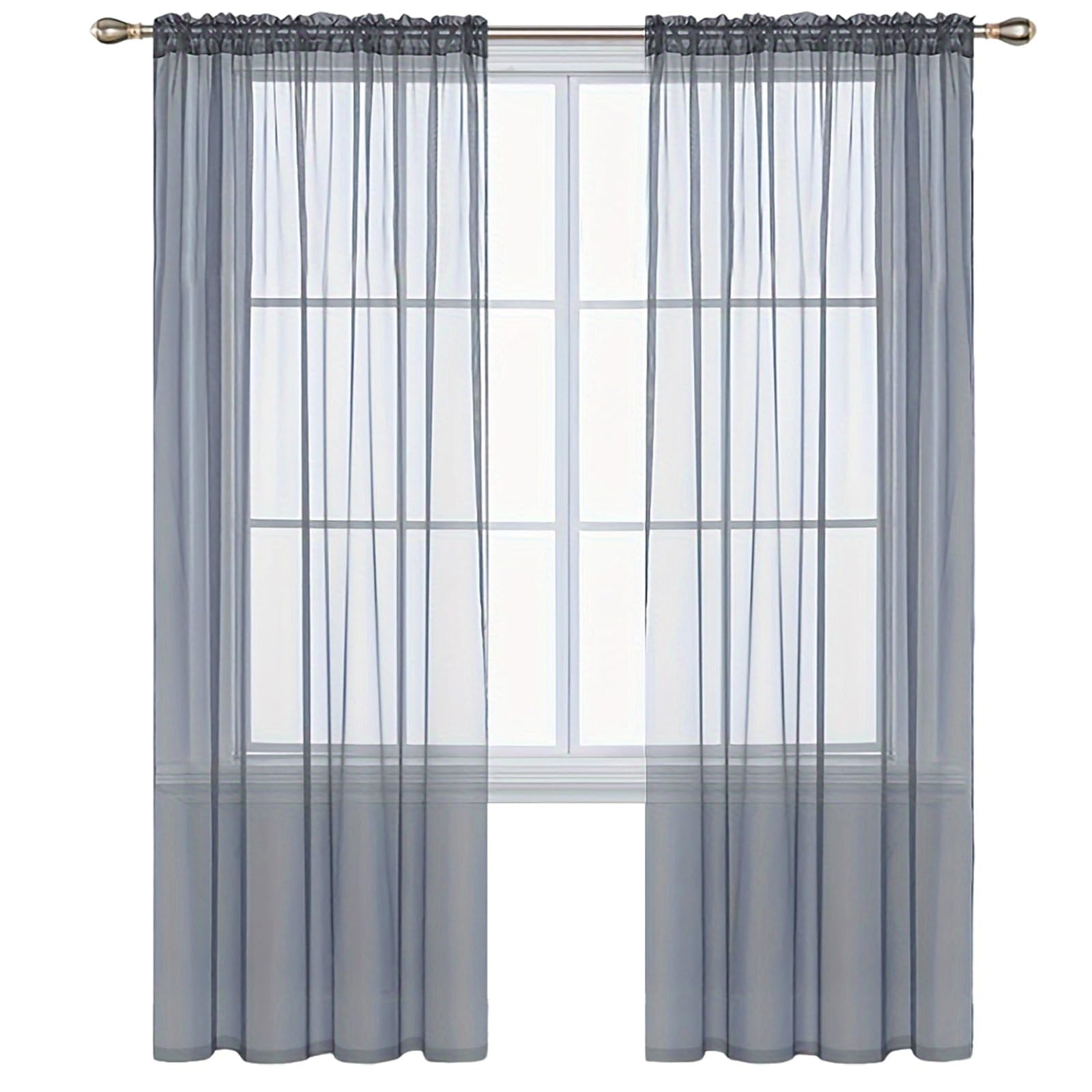 Voilage fenêtre court gris 60 x 180 cm rideaux en lin salon