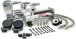 VIAIR 444C Dual Air Compressor for Air Suspension (2 Pack) 12V Continuous Duty Cycle Compressor for Air Tanks, Bags & Air Horns 200 PSI (Chrome)