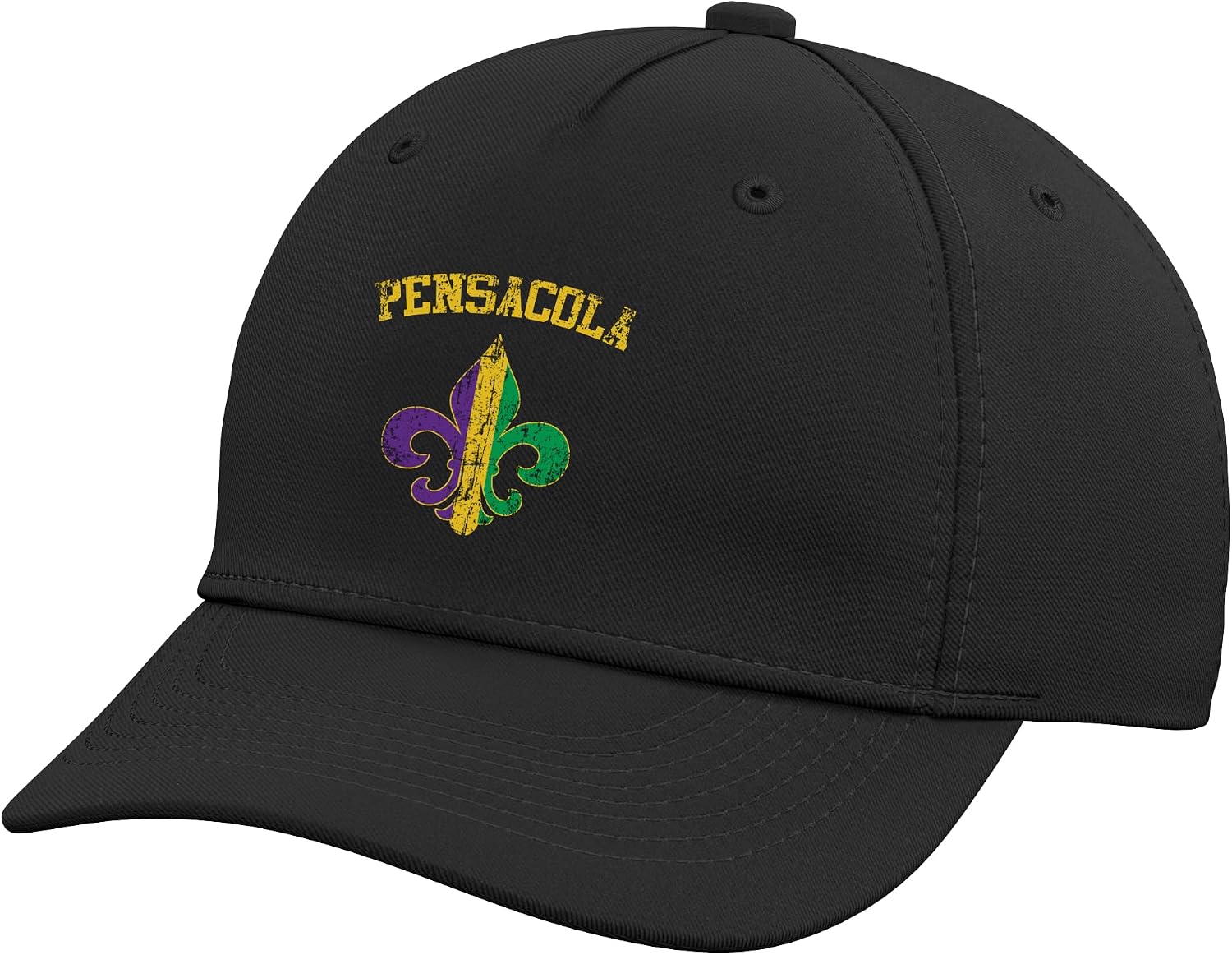 Pensacola Florida Mardi Gras Fleur De Lis Symbol Adjustable Baseball Hat