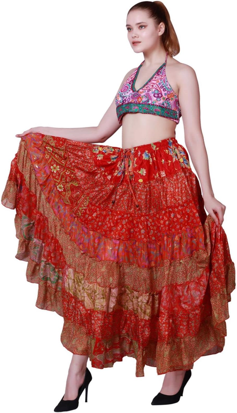 Women's Pack of 3 Tribal Style 7-Layer Skirt, One Size, Assorted