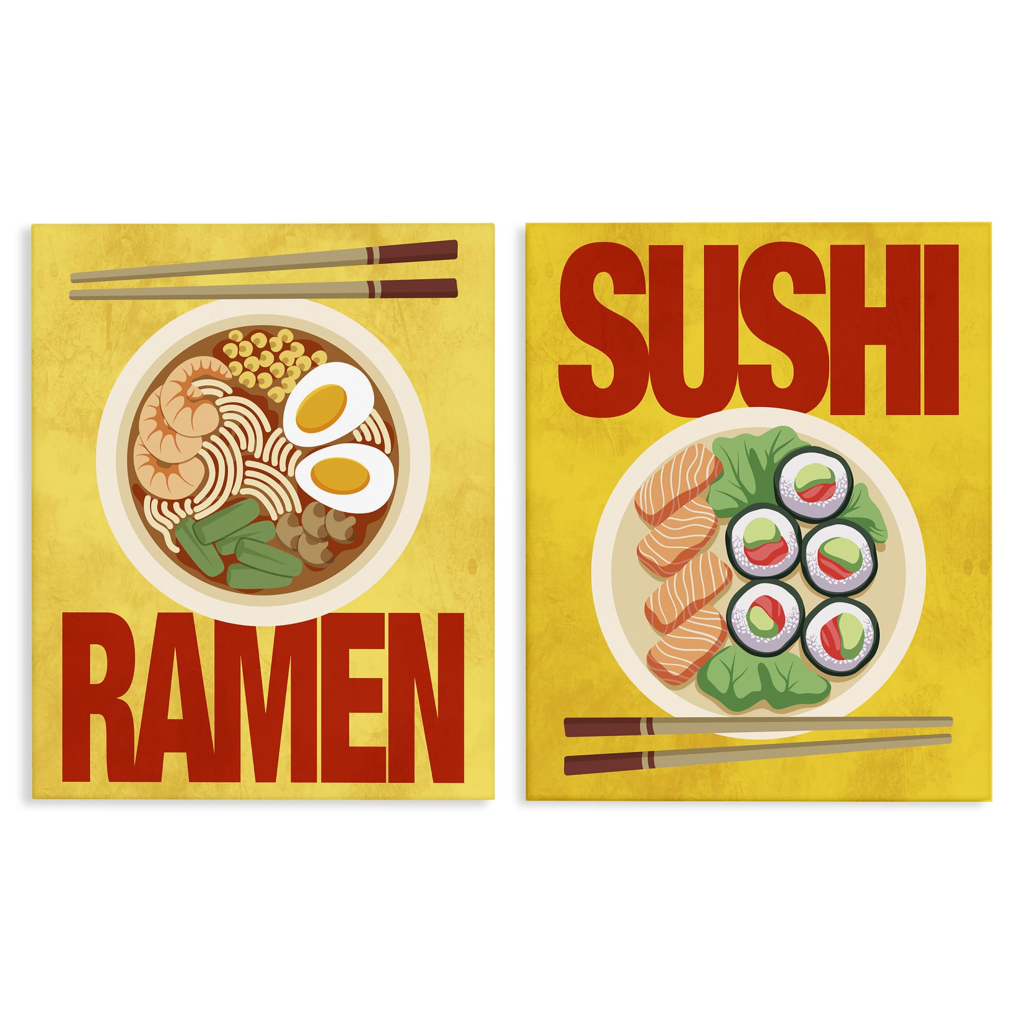 'Ramen & Sushi Japanese Cuisine'| 2pc Canvas Art Set 2