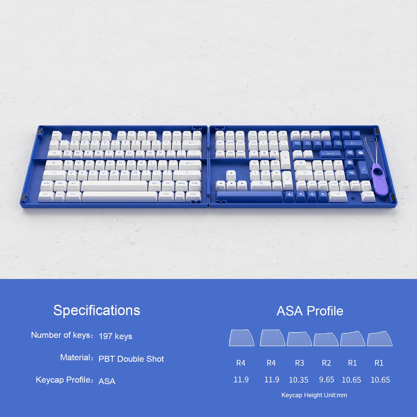 Amazon.co.jp: Akko Blue on White 197キー ASA プロファイル PBT
