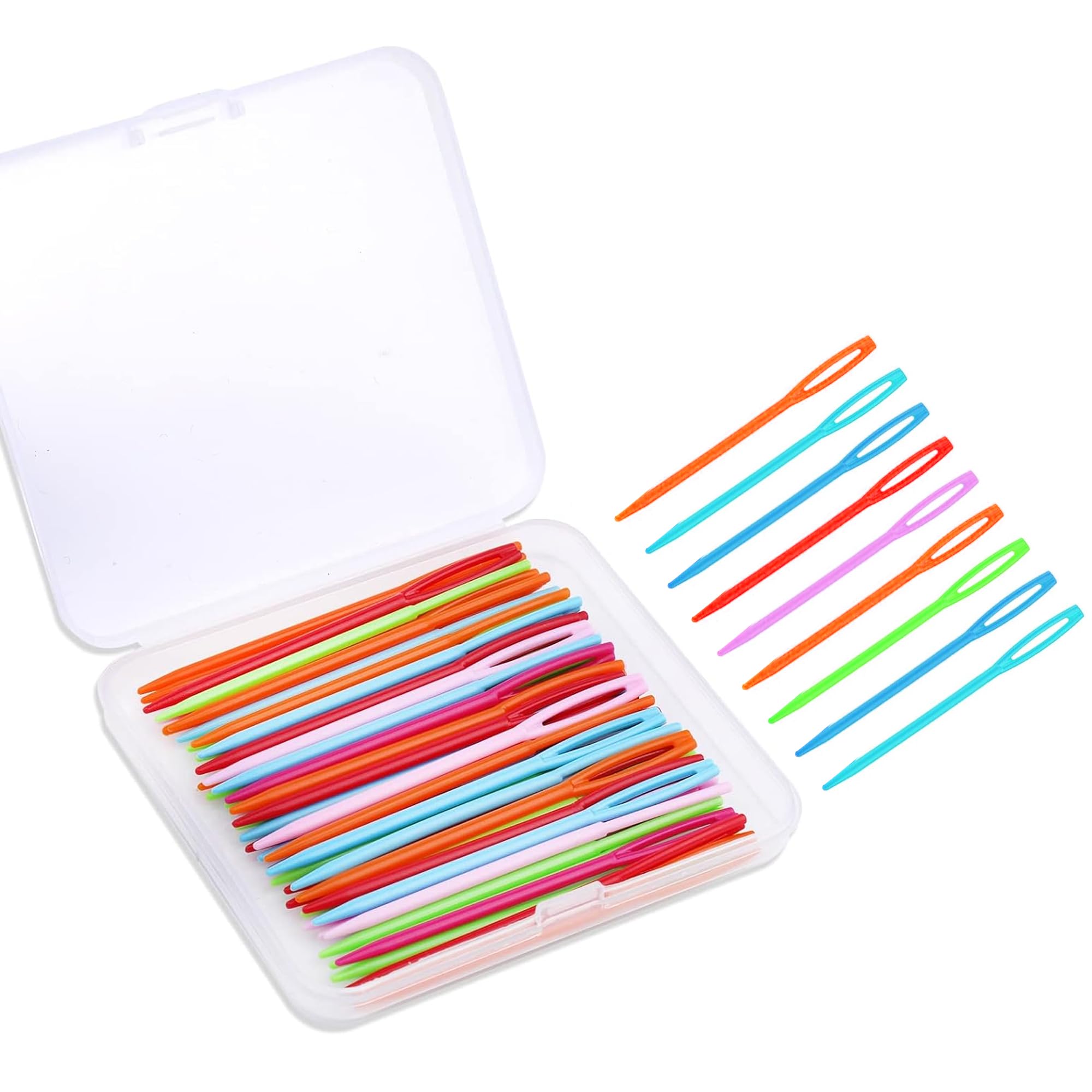 Doetyd Multicolour 50 Pcs Plastic Needles Blunt Hand Sewing Needles For Yarn, Large Eye Darning Needles For Knitting Tapestry Embroidery & Threading Wool, 7Cm/2.76 Inch