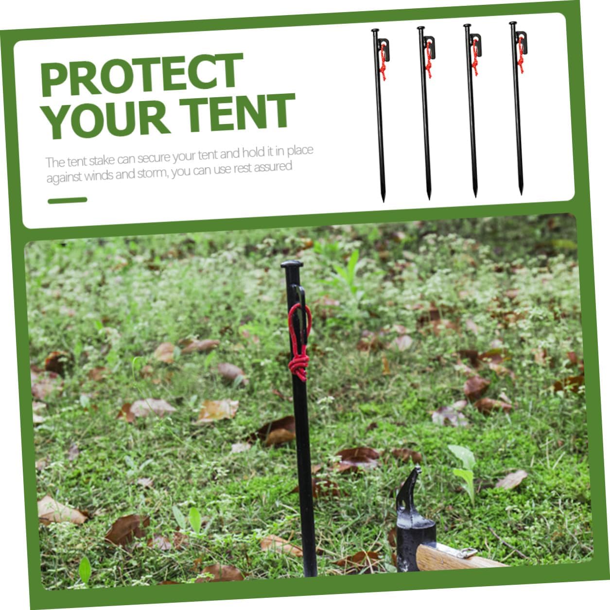 Heavy Duty Metal Tent Stakes Set 8pcs 30cm Iron Ground Pegs with Storage Bag for Outdoor Camping Tent Anchors Windproof Yard Stakes