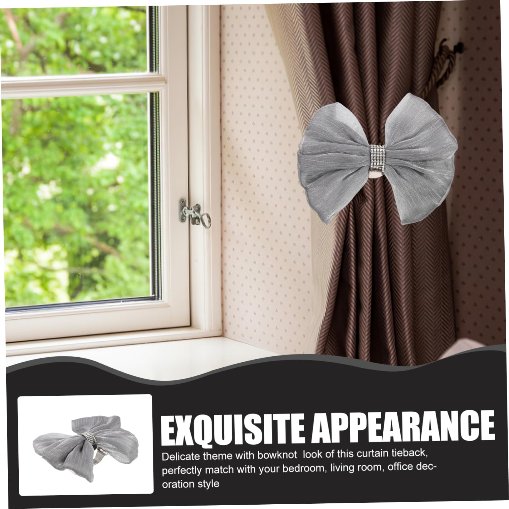 Abaodam 4pièces Élégant Nœud pour Rideaux Attaches Décoratives Boucle pour Fenêtres pour Voilages Et Douces Draperies
