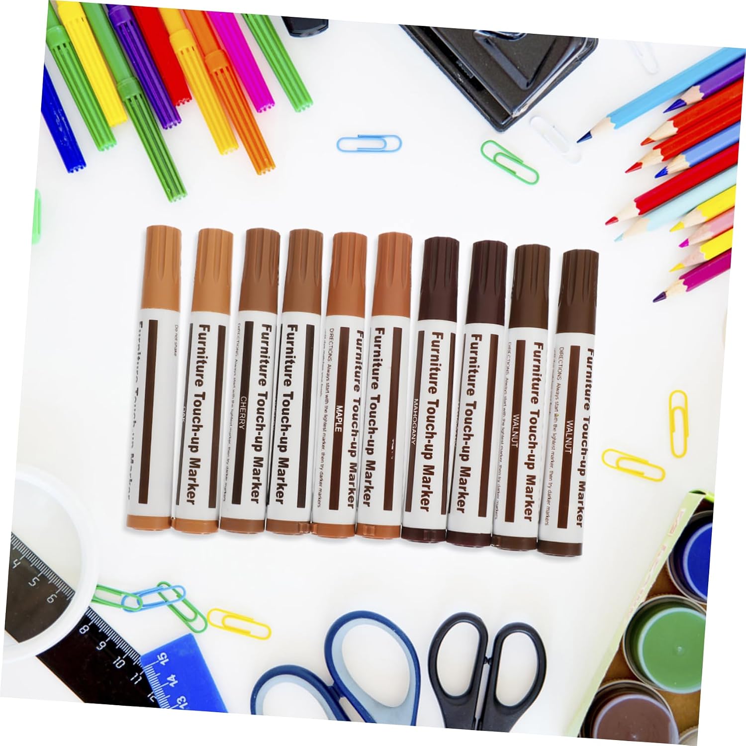 10pcs Furniture Maker Touch-up Markers Scratch Pen Furniture Repair Kit Touch up Paint Pen