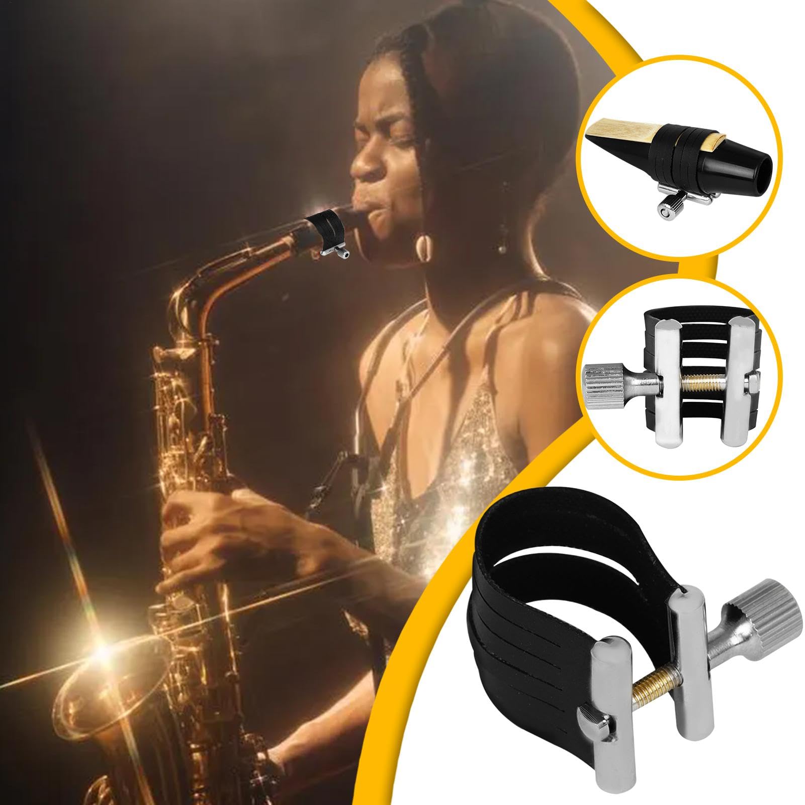 Chiusura per legatura del sassofono, chiusura a clip per legatura del sassofono,Bocchino per sassofono contralto Chiusura per legatura del sax - per sassofono Chiusura a clip professionale compatta pe