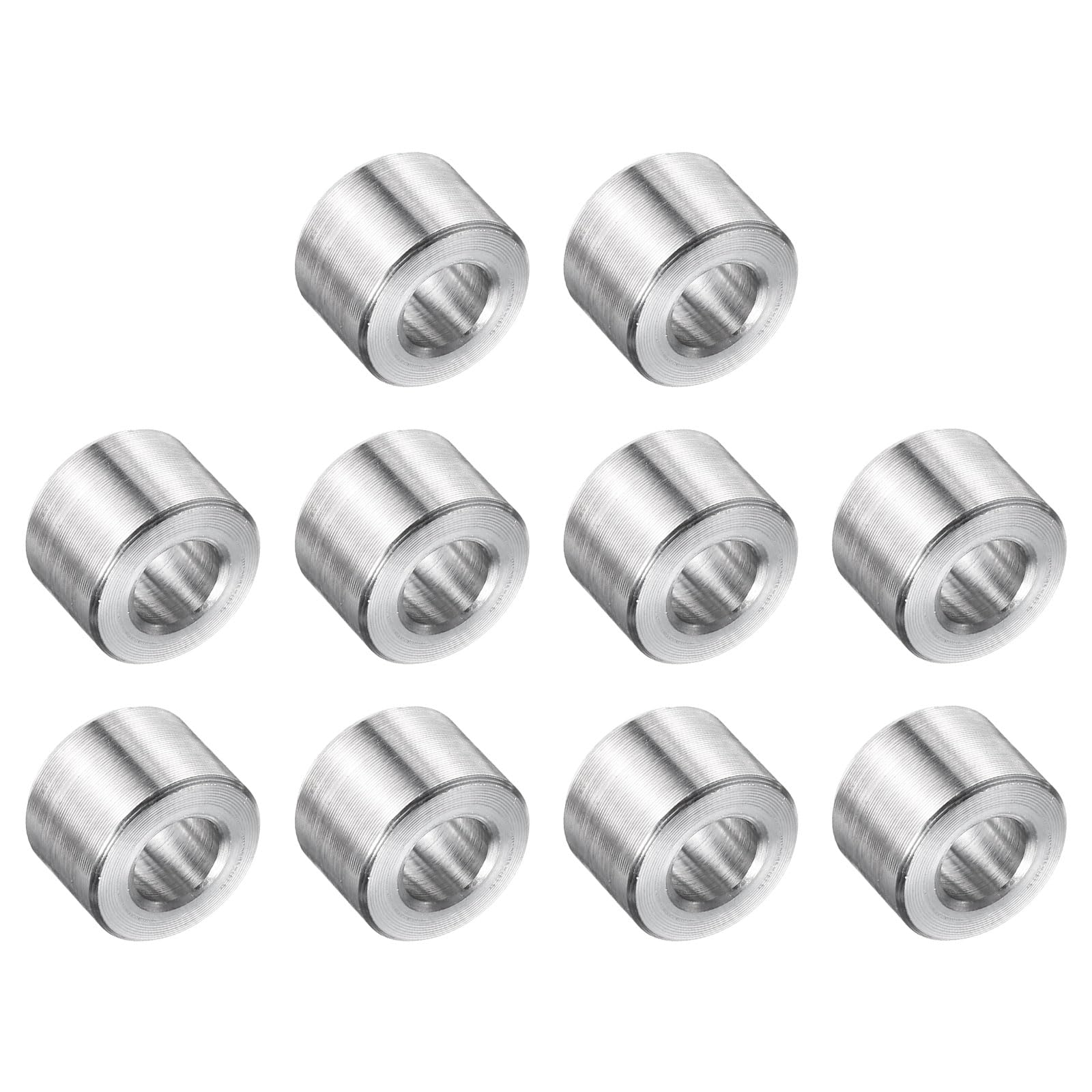 uxcell 10 Pcs Stainless Steel Spacer 1/4" Bore x 5/8" OD x 5/8" Length Screw Bushing Plain Finish Round Metal Spacer for 1/4" Screws Bolts and Rods