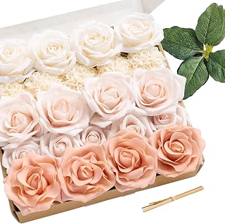 Ling's moment Artificial Pink Flowers, DIY Wedding Flower Combo, 22 pcs