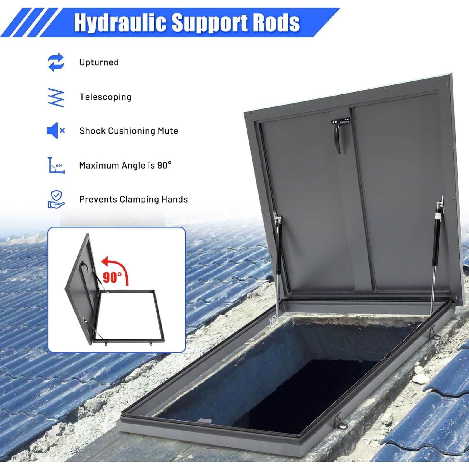 Escotilla de Acceso al Techo, construcción de Acero galvanizado, Tapa metálica Impermeable para Uso doméstico, en almacenes, bodegas o sótanos, Ideal para escaleras de át