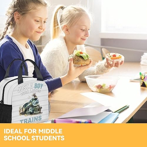 Miniatura 6 de AIOMXZZ Lonchera de tren para niños, pequeñas bolsas de almuerzo aisladas, lonchera reutilizable Kawaii para niños, bolsas de almuerzo congelables