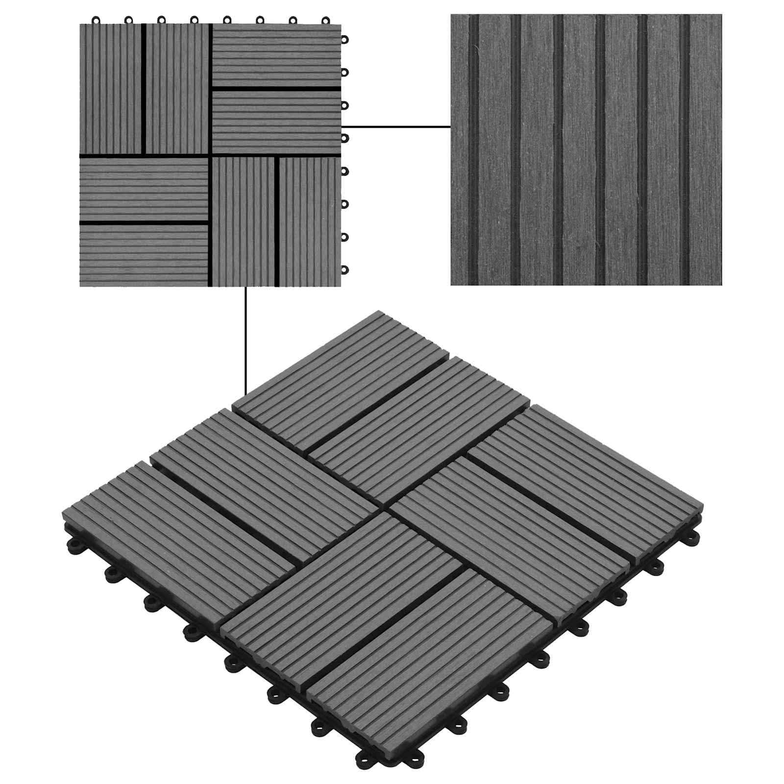 Generisch Terrassenfliese 22 STK. Grau 30 x 30 cm WPC,Haushaltsbedarf,18 kg-3444838