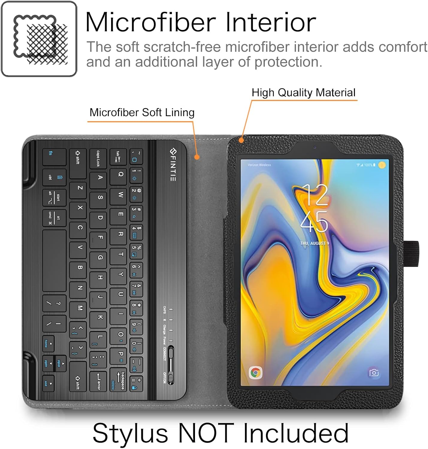 FINTIE Folio Keyboard Case for Samsung Galaxy Tab A 8.0 2018 Model SM-T387, Premium PU Leather Stand Cover with Removable Wireless Bluetooth Keyboard, Black