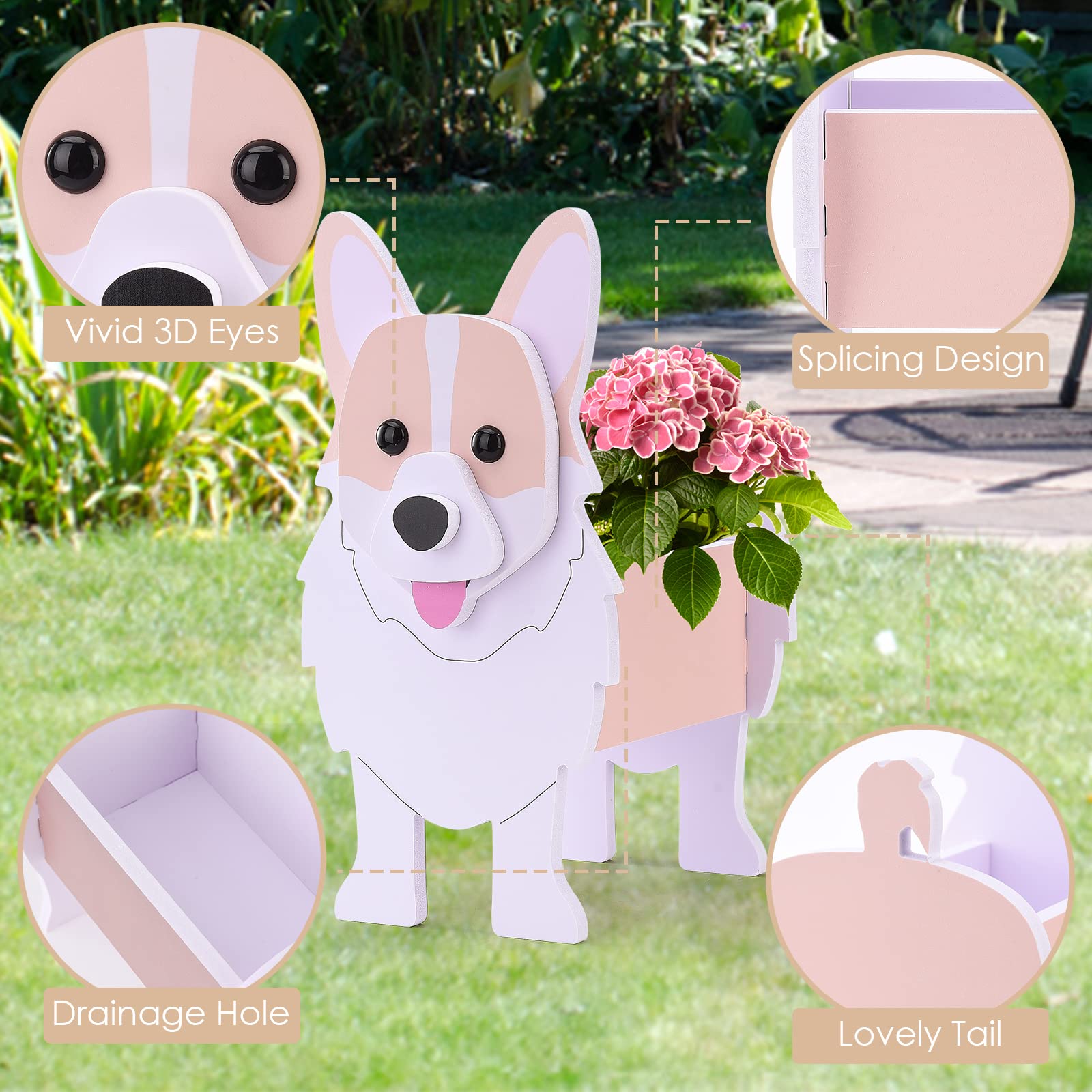 LIBOOI Fioriera A Forma Di Cane 27x17,5cm – Vaso Per Piante Grasse In PVC – Regalo Per Amanti Dei Cani - 2